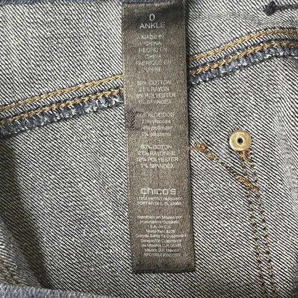 Chicos Jeans Womens 0 Small 4 Blue So Slimming Girlfriend Ankle Raw Hem Stretch - Picture 11 of 13